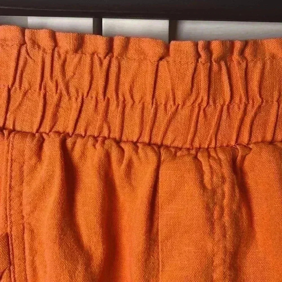 A New Day High Rise Linen Pull On Shorts Size Medium Orange - Picture 3 of 6
